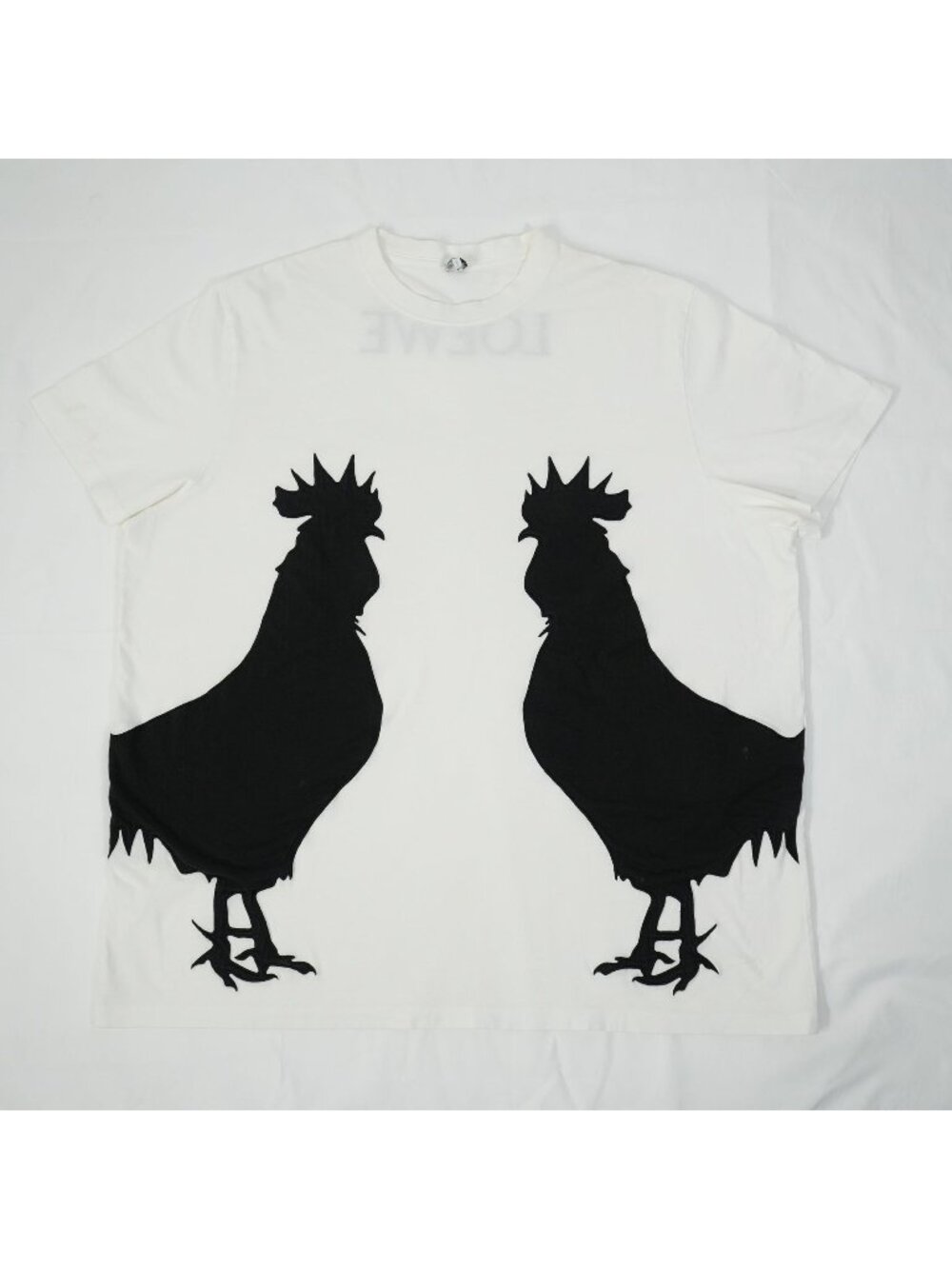 LOEWE Rooster Silhouette Graphic T-Shirt White Black Spellout Logo Crew Neck